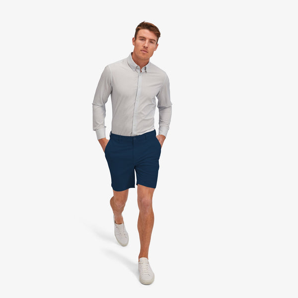 Leeward Dress Shirt - Gray Geo Basketweave&nbsp;Print, lifestyle/model photo