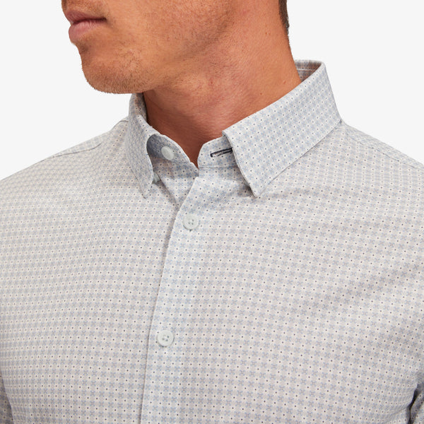 Leeward Dress Shirt - Gray Geo Basketweave&nbsp;Print, lifestyle/model photo