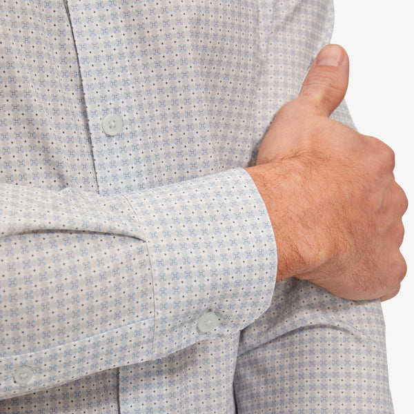 Leeward Dress Shirt - Gray Geo Basketweave&nbsp;Print, fabric swatch closeup