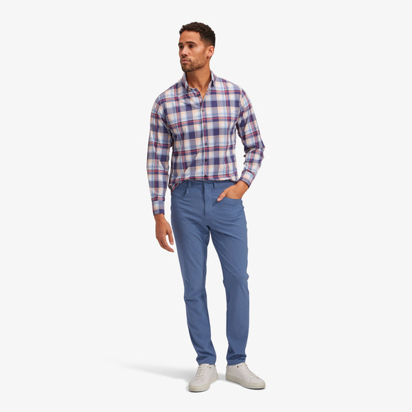Monaco Dress Shirt - Navy Peach Multi Large&nbsp;Plaid, lifestyle/model photo