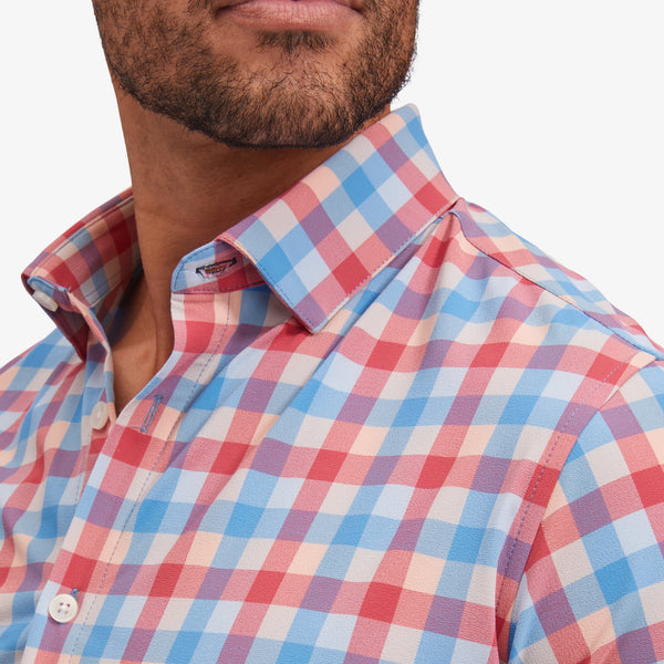 Monaco Dress Shirt - Red Blue Multi Large&nbsp;Check, lifestyle/model photo