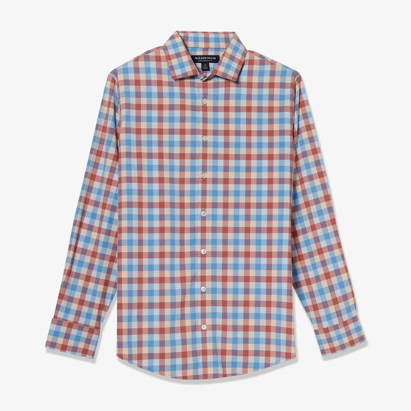 Monaco Dress Shirt - Red Blue Multi Large&nbsp;Check, lifestyle/model photo