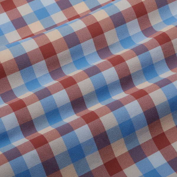 Monaco Dress Shirt - Red Blue Multi Large&nbsp;Check, fabric swatch closeup