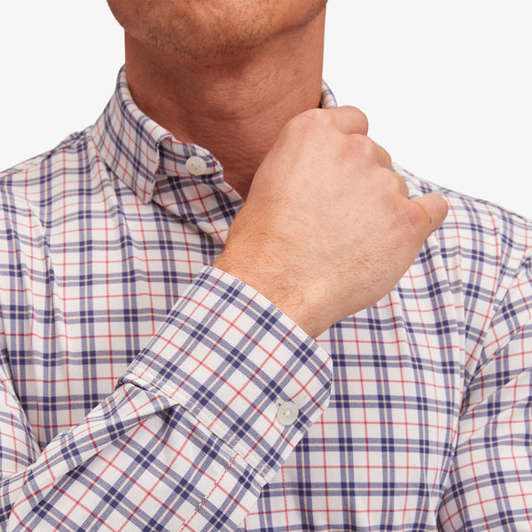 Monaco Dress Shirt - Navy Red Multi&nbsp;Plaid, lifestyle/model photo