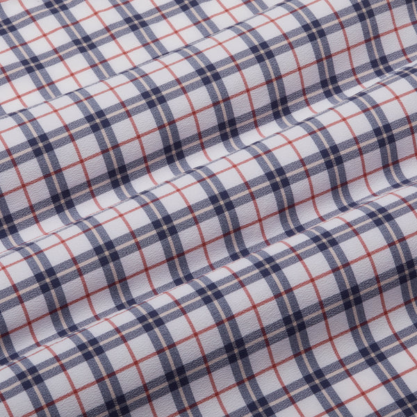 Monaco Dress Shirt - Navy Red Multi&nbsp;Plaid, fabric swatch closeup