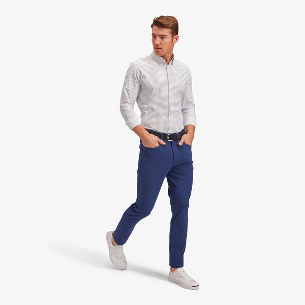 Monaco Dress Shirt - Peach Blue Mini Dot&nbsp;Print, lifestyle/model photo