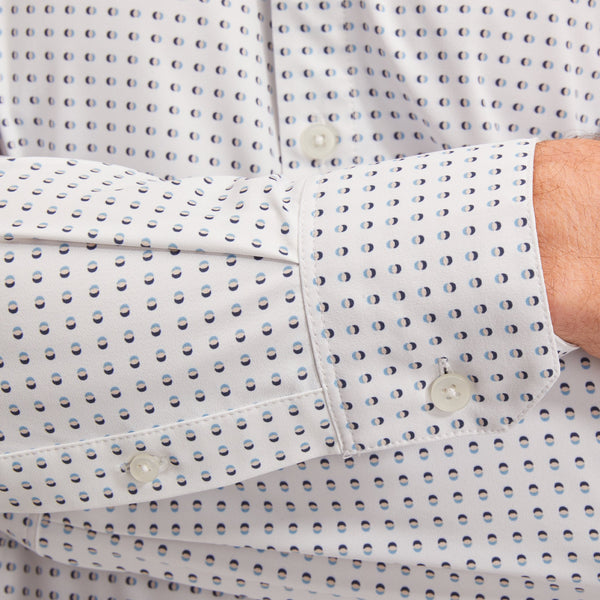 Monaco Dress Shirt - Peach Blue Mini Dot&nbsp;Print, lifestyle/model photo