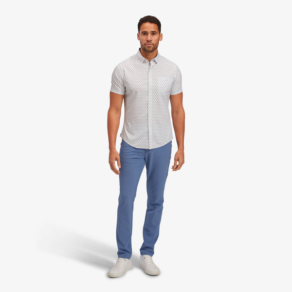 Leeward Short Sleeve - Green Navy Geo Box&nbsp;Print, lifestyle/model photo