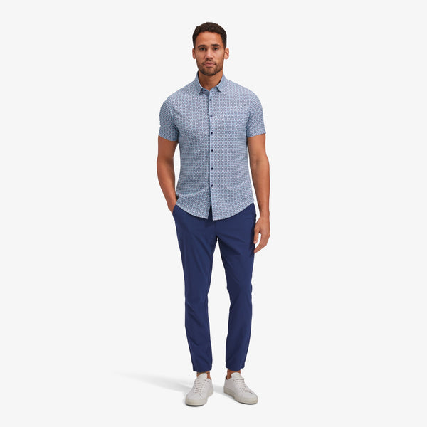 Leeward Short Sleeve - Aqua Medallion Print, lifestyle/model photo