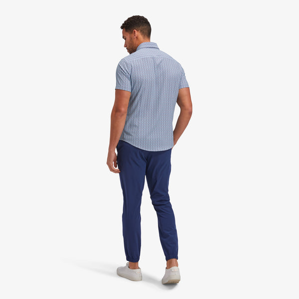 Leeward Short Sleeve - Aqua Medallion Print, lifestyle/model photo
