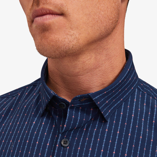 Leeward Short Sleeve - Navy Peach Arrow&nbsp;Print, fabric swatch closeup
