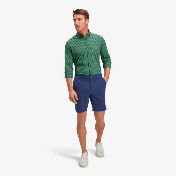 Leeward Dress Shirt - Green Navy Gingham, lifestyle/model photo