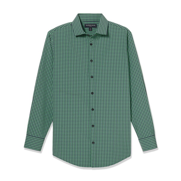 Leeward Dress Shirt - Green Navy Gingham, lifestyle/model photo