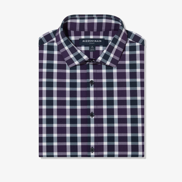 Leeward Dress Shirt - Purple Navy Large&nbsp;Check, lifestyle/model photo