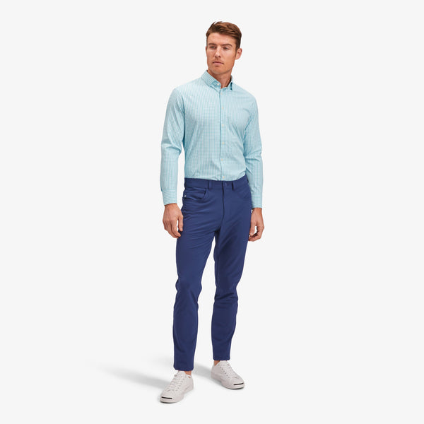 Monaco Dress Shirt - Aqua Gingham, lifestyle/model photo