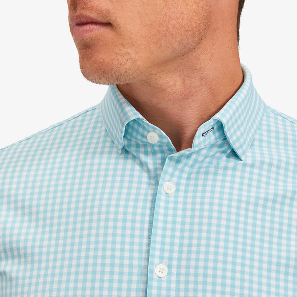 Monaco Dress Shirt - Aqua Gingham, lifestyle/model photo
