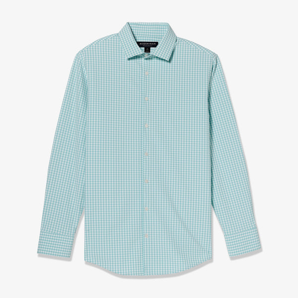 Monaco Dress Shirt - Aqua Gingham, lifestyle/model photo