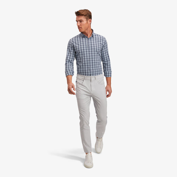 Monaco Dress Shirt - Navy and Blue&nbsp;Plaid, lifestyle/model photo