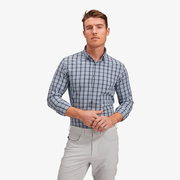 Monaco Dress Shirt - Navy and Blue&nbsp;Plaid, featured product shot