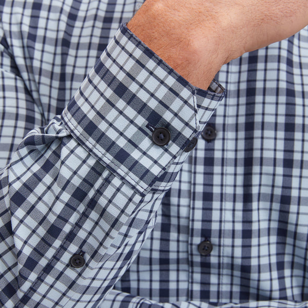 Monaco Dress Shirt - Navy and Blue&nbsp;Plaid, lifestyle/model photo