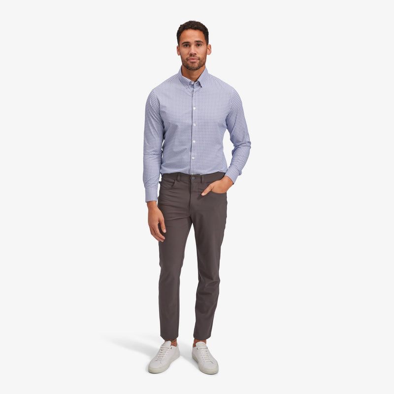 Monaco Dress Shirt - Blue Red Geo Print, lifestyle/model