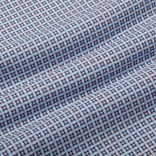 Monaco Dress Shirt - Blue Red Geo&nbsp;Print, fabric swatch closeup
