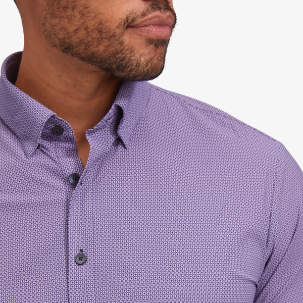 Monaco Dress Shirt - Navy Pink Mini Geo&nbsp;Print, lifestyle/model photo