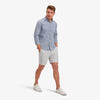 Leeward No Tuck Dress Shirt - Cobalt Blue and Pink Check, lifestyle/model photo