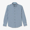 Leeward No Tuck Dress Shirt - Cobalt Blue and Pink Check, lifestyle/model photo