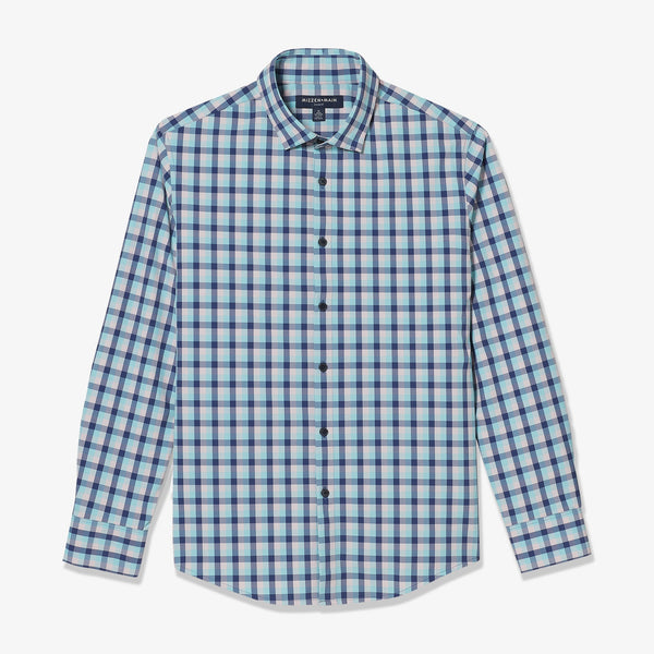 Leeward No Tuck Dress Shirt - Cobalt Blue and Pink&nbsp;Check, lifestyle/model photo