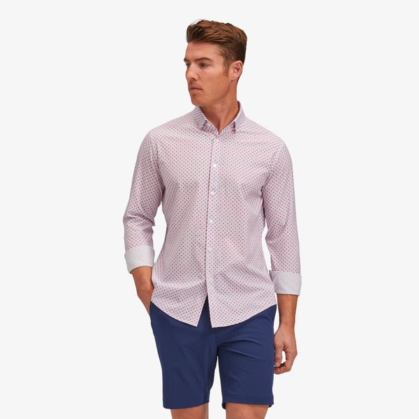 Leeward No Tuck Dress Shirt - Pink Floral Print, featured product shot