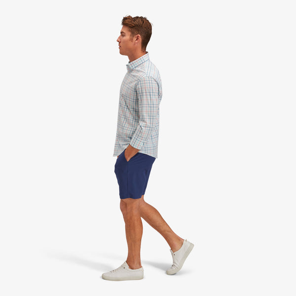 Leeward No Tuck Dress Shirt - Teal Multi Plaid, lifestyle/model photo