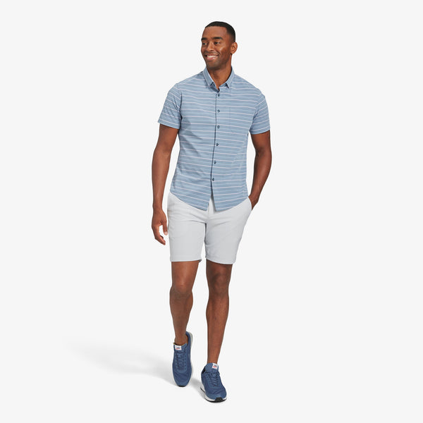 Leeward Short Sleeve - Chambray Horizontal Stripe, lifestyle/model photo