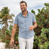 Leeward Short Sleeve - Chambray Horizontal Stripe, lifestyle/model photo