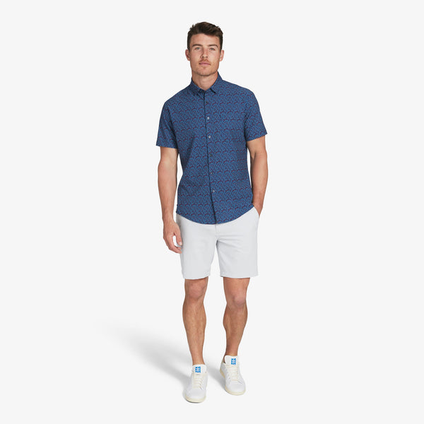 Leeward Short Sleeve - Navy Red Vertical Linear&nbsp;Print, lifestyle/model photo