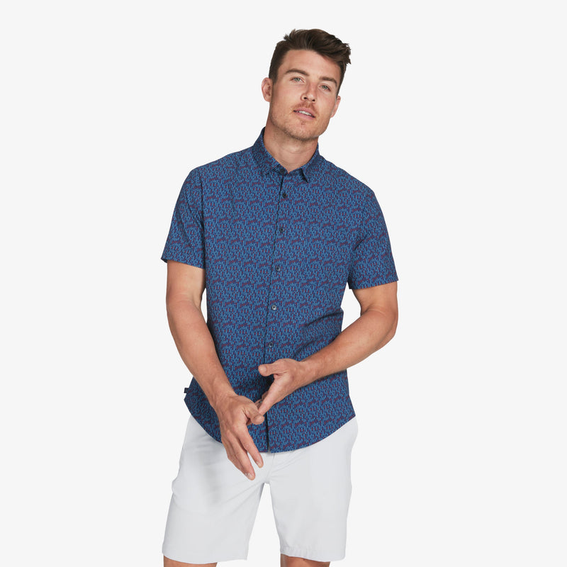 Leeward Short Sleeve - Navy Red Vertical Linear Print, featured product shot