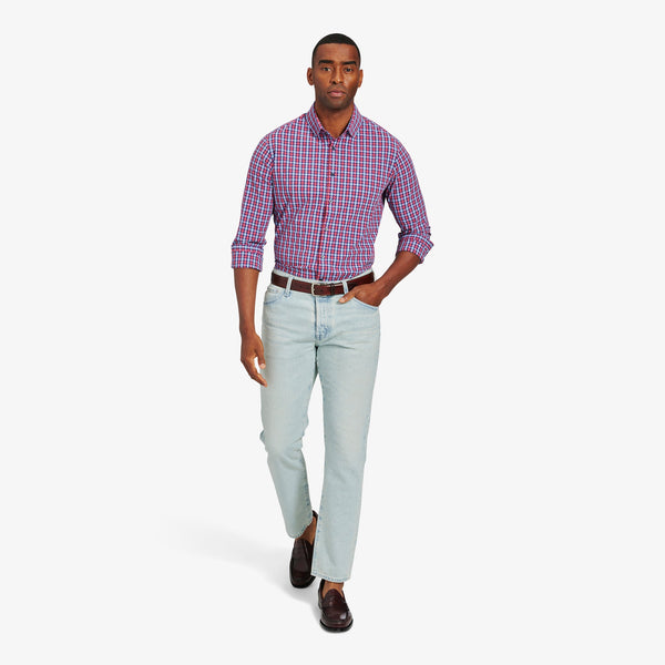 Leeward Dress Shirt - Red Navy Multi&nbsp;Check, lifestyle/model photo
