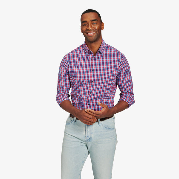 Leeward Dress Shirt - Red Navy Multi&nbsp;Check, featured product shot
