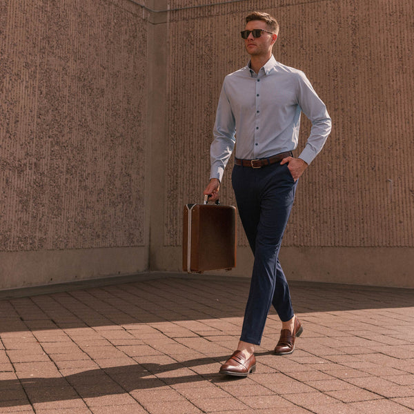 Leeward Dress Shirt - Blue Cross Print, lifestyle/model photo