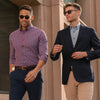 Leeward Dress Shirt - Red Navy Multi Check, lifestyle/model photo