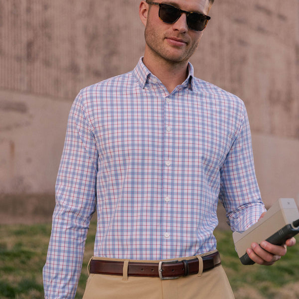 Leeward Dress Shirt - Pink Blue Multi&nbsp;Plaid, lifestyle/model photo