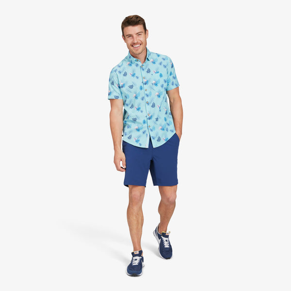 Leeward Short Sleeve - Aqua Pink Flamingo&nbsp;Print, lifestyle/model photo