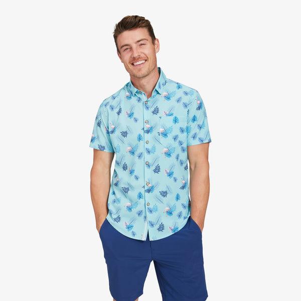 Leeward Short Sleeve - Aqua Pink Flamingo&nbsp;Print, featured product shot