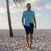 Leeward Short Sleeve - Aqua Pink Flamingo Print, lifestyle/model photo