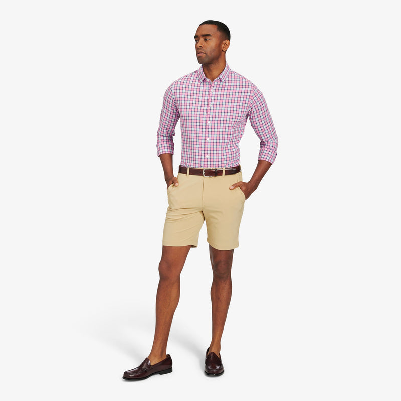 Monaco Dress Shirt - Pink Blue Multi Plaid, lifestyle/model