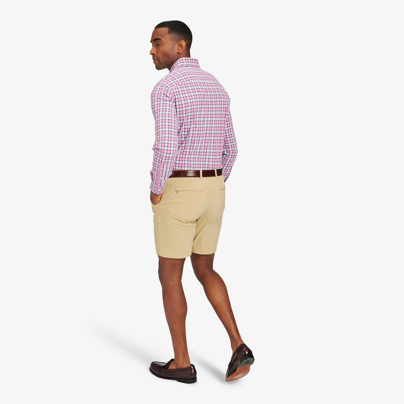 Monaco Dress Shirt - Pink Blue Multi Plaid, lifestyle/model