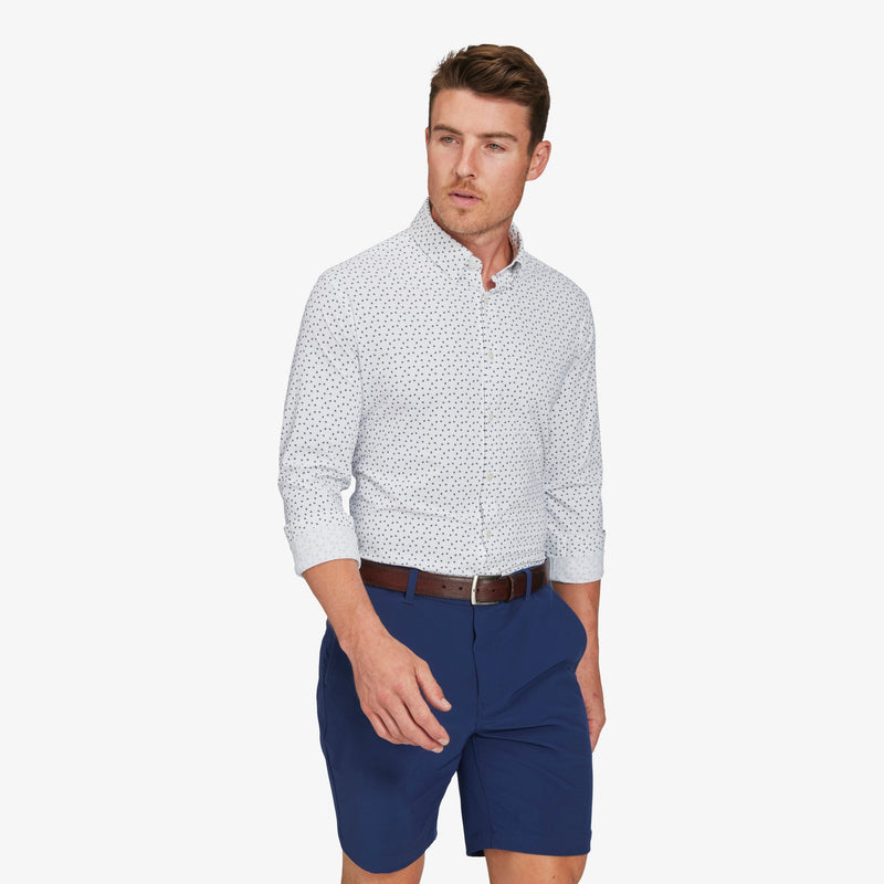 Monaco Dress Shirt - White Mini Floral Print, featured product shot