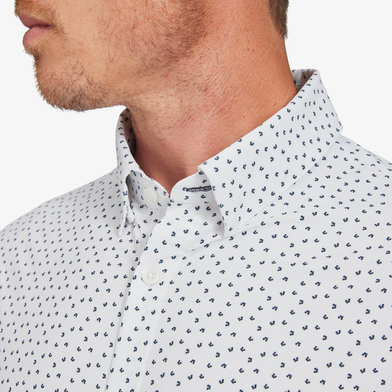 Monaco Dress Shirt - White Mini Floral Print, lifestyle/model