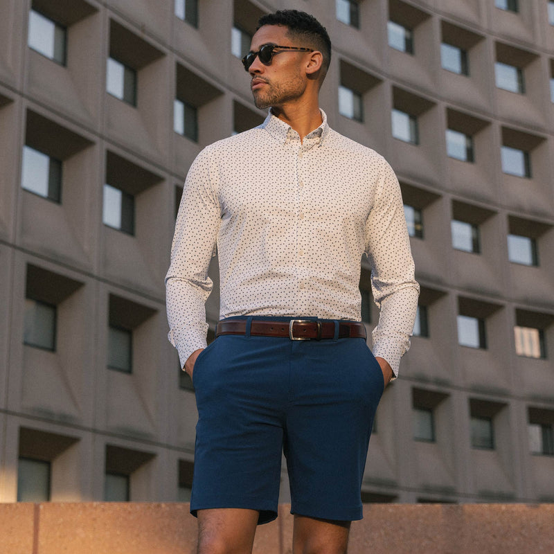 Monaco Dress Shirt - White Mini Floral Print, lifestyle/model