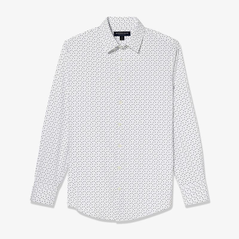 Monaco Dress Shirt - White Mini Floral Print, lifestyle/model